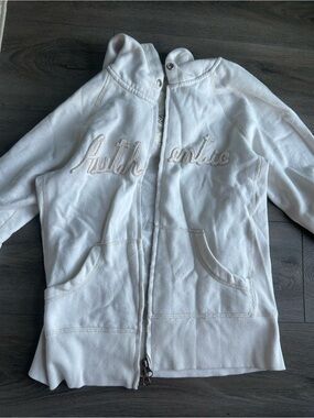 Authentic White Zip-Up Hoodie Sweatshirt